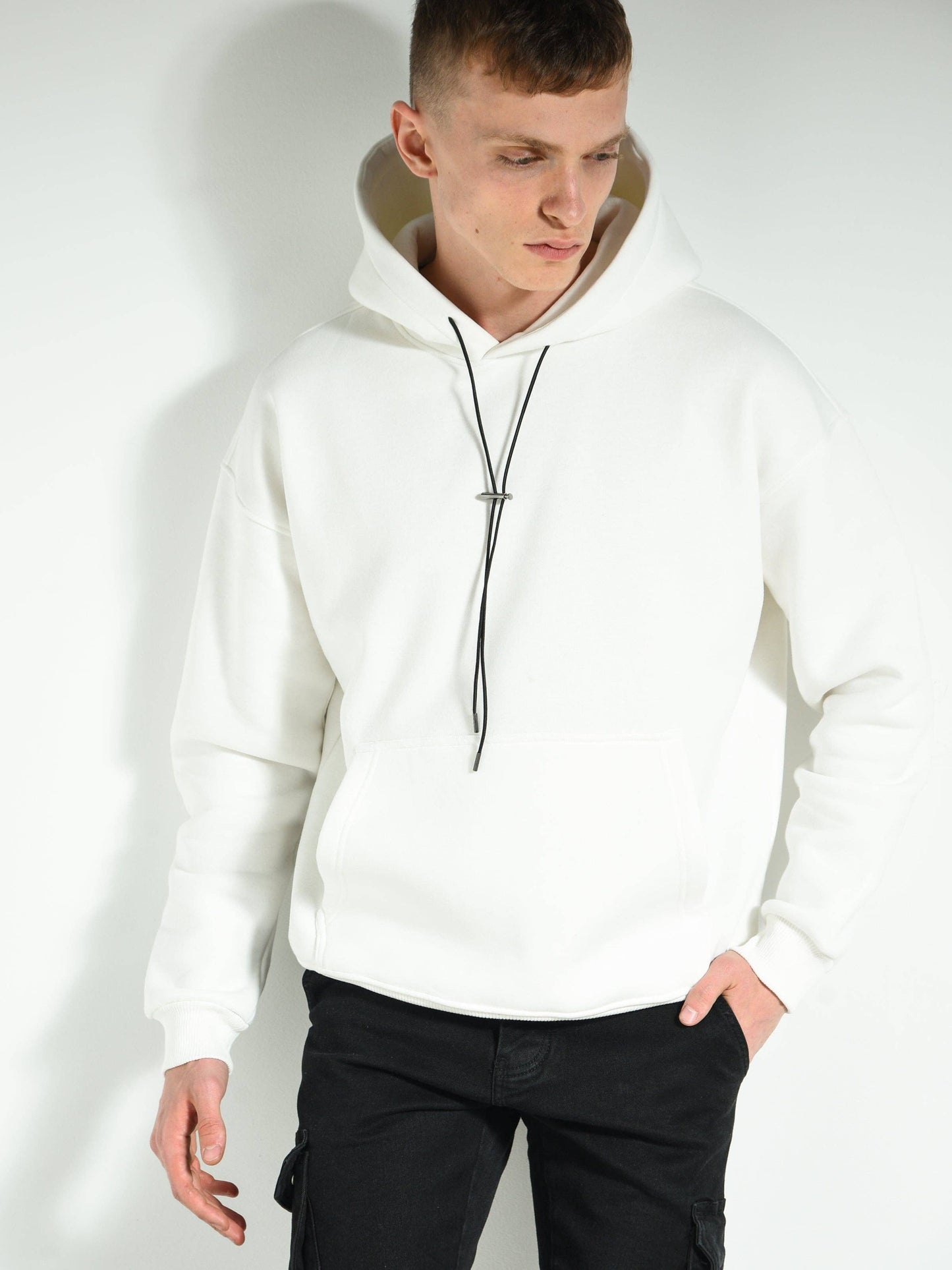 White Oversize Hoodie: M