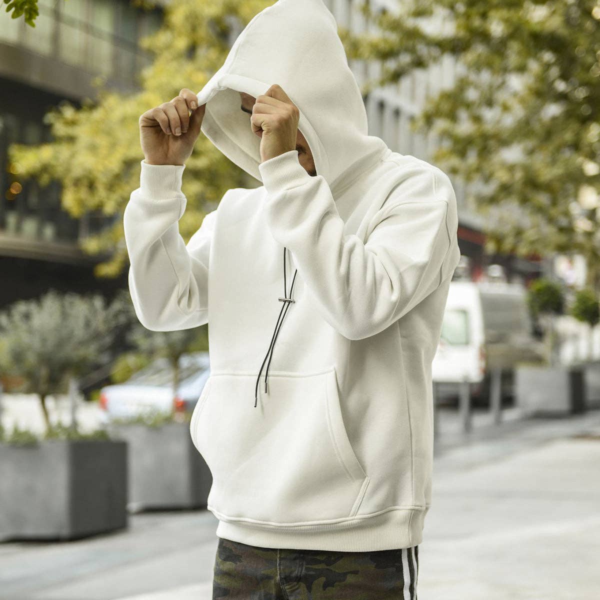 White Oversize Hoodie: M