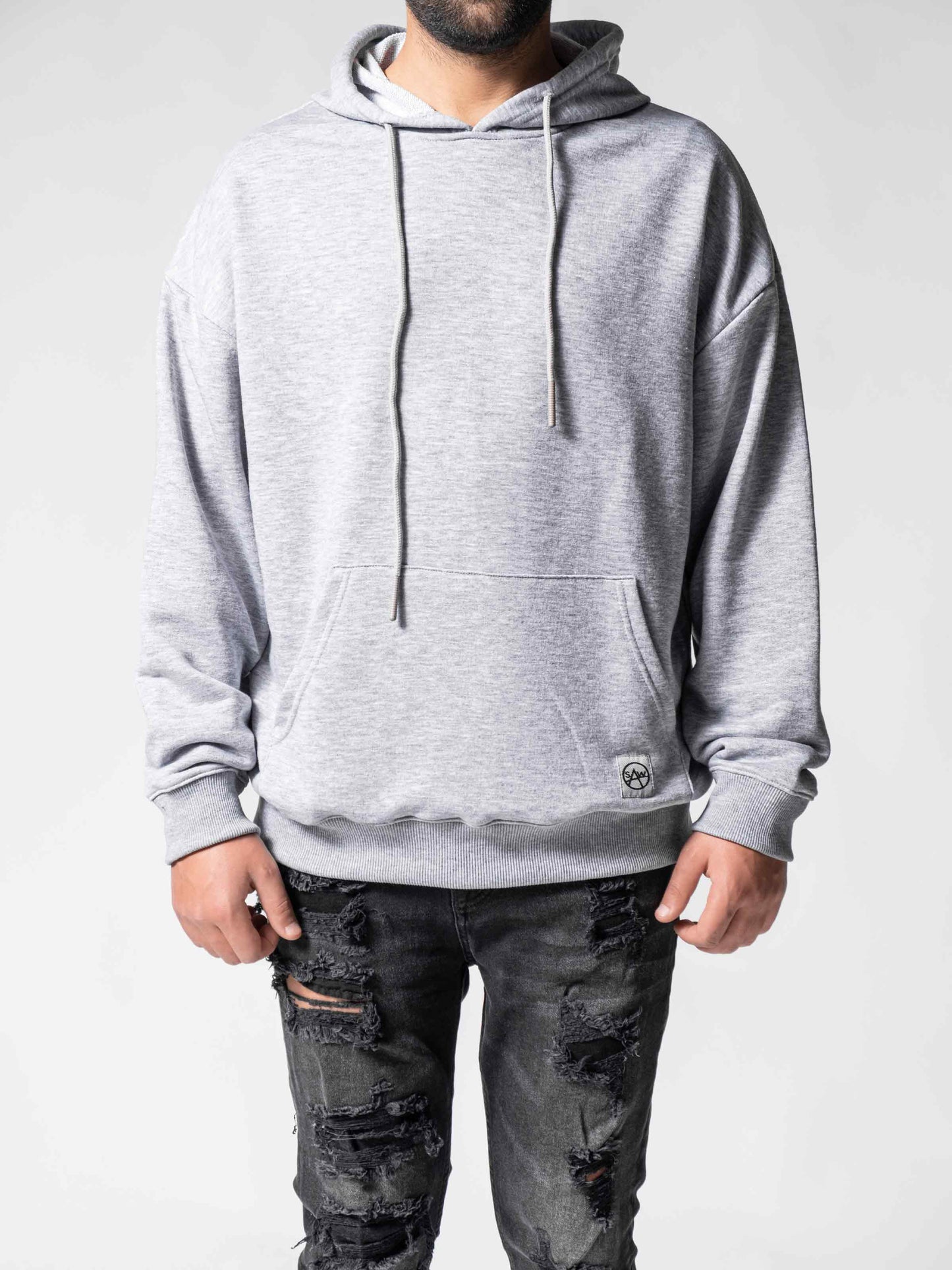 Grey Oversize Hoodie - Kangaroo Pockets: M