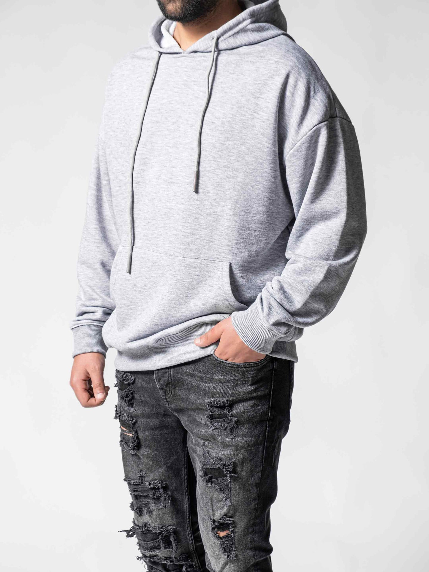 Grey Oversize Hoodie - Kangaroo Pockets: M