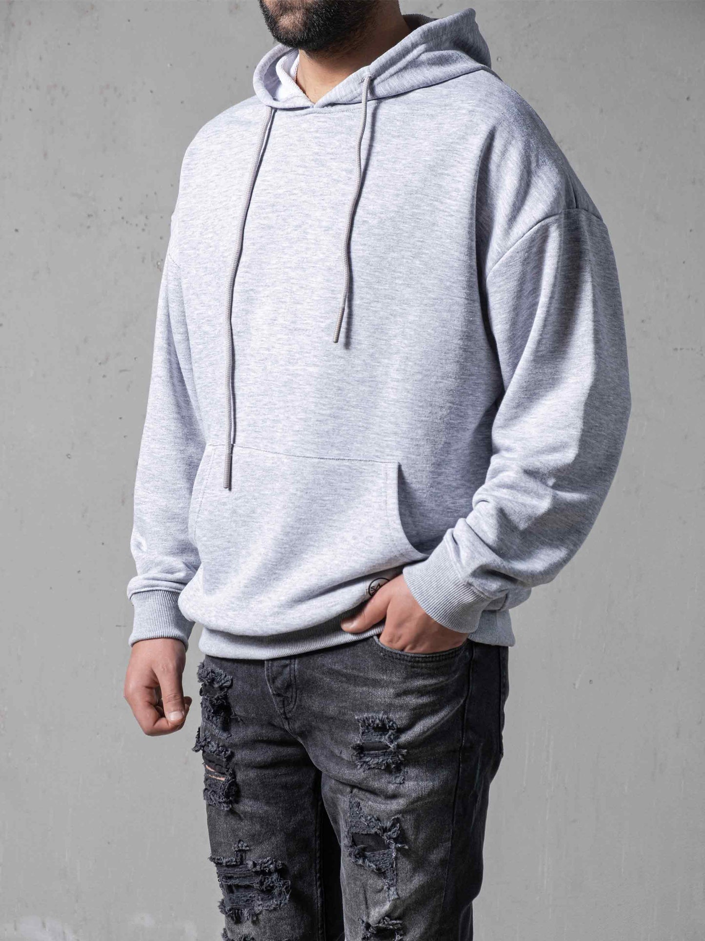 Grey Oversize Hoodie - Kangaroo Pockets: M