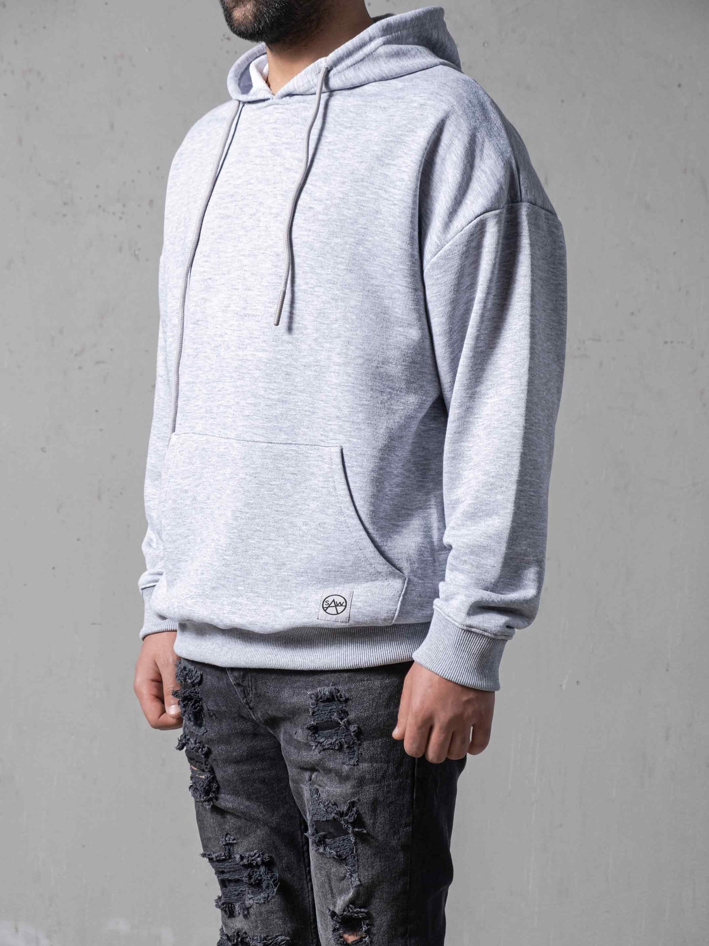 Grey Oversize Hoodie - Kangaroo Pockets: M