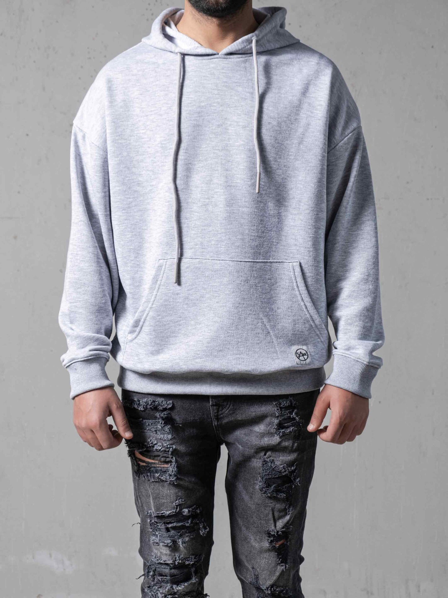 Grey Oversize Hoodie - Kangaroo Pockets: M